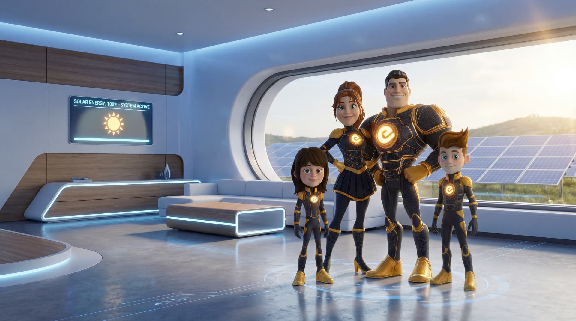A family powered by Emerald Solar - 100% renewable energy for a brighter future